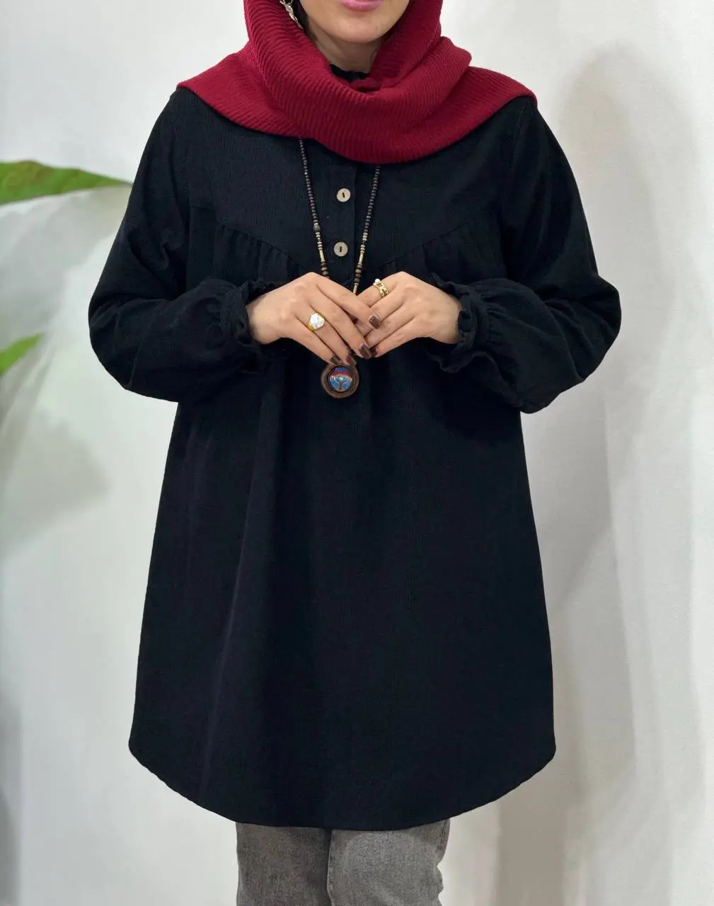 مانتو پاییزه یقه چین آیسو مانلی
